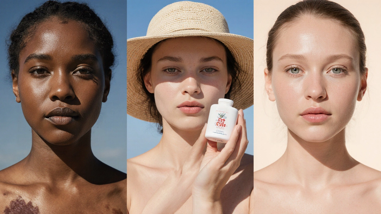 Временная шкала: от пигментации через защиту к восстановлению тона кожи.