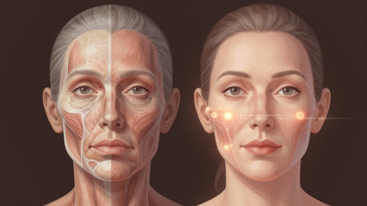 Сравнение восстановления объема кожи и паралича мышц без игл или инъекций.