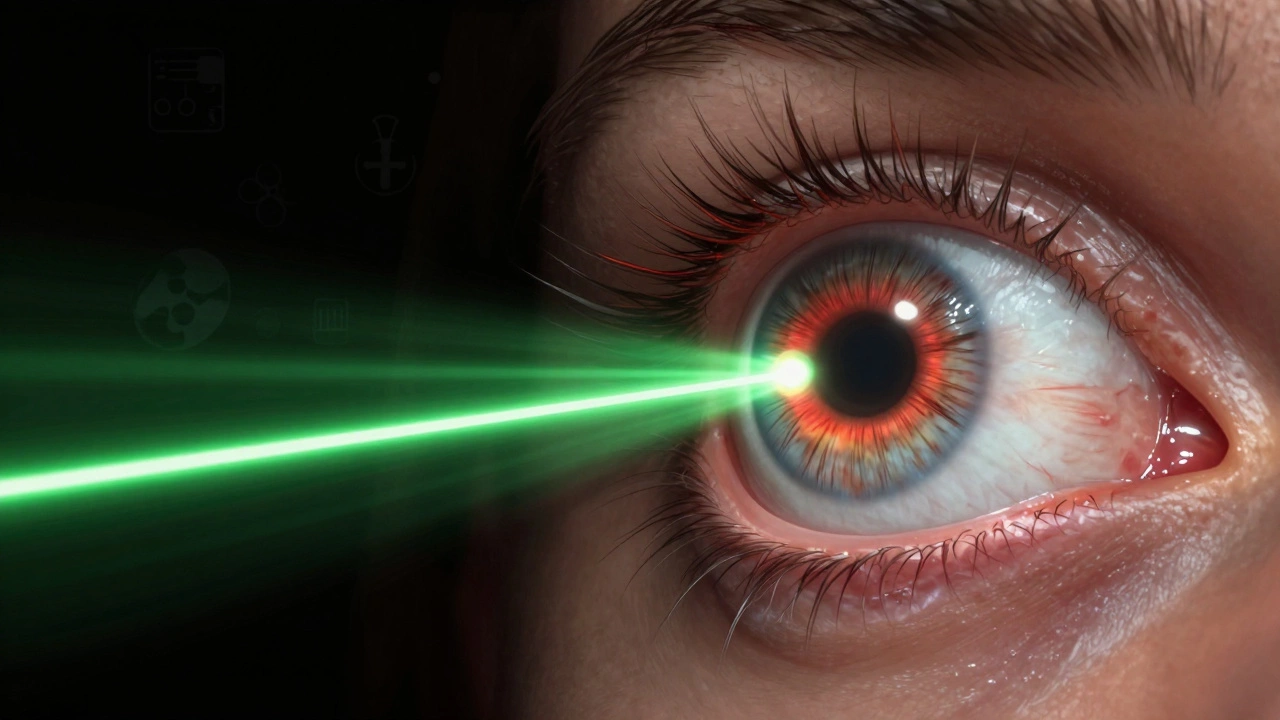 Лазерный луч отражается и повреждает сетчатку глаза