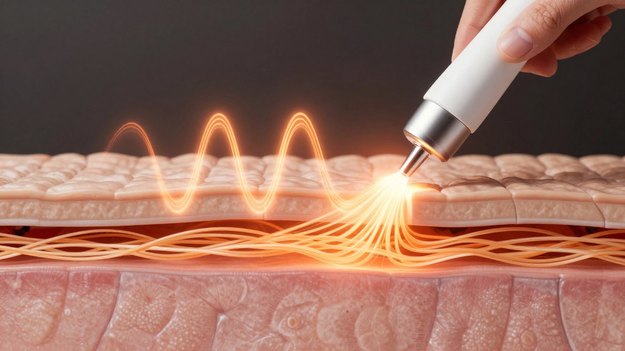 Тепловые волны проникают в кожу, стимулируя выработку коллагена
