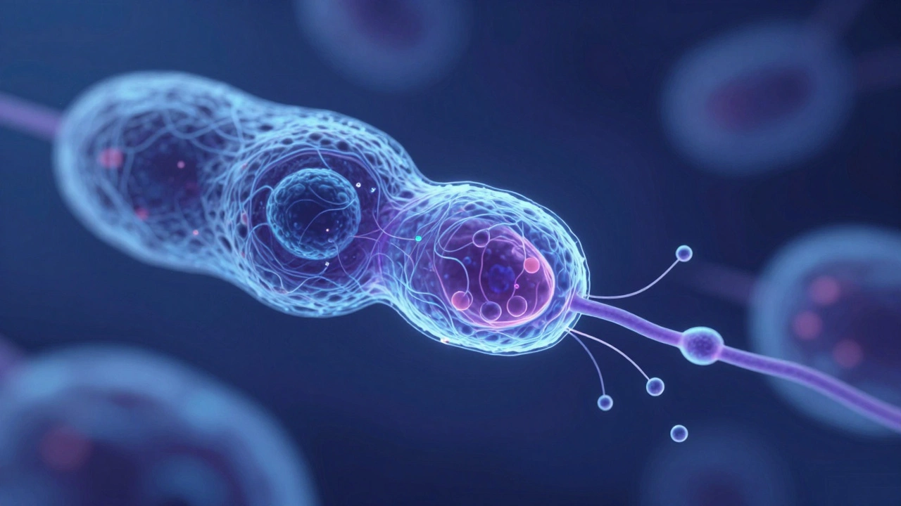 Микроскопическое изображение восстановления клеток кожи с коллагеном и гиалуроновой кислотой.