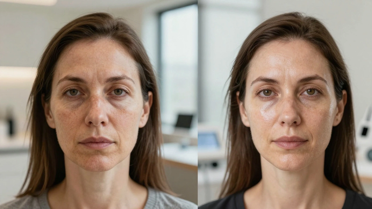 Сравнение до и после омоложения лица с помощью комбинированных процедур