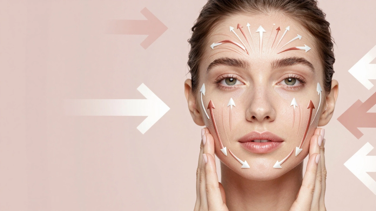 Схематическая иллюстрация правильного направления нанесения крема