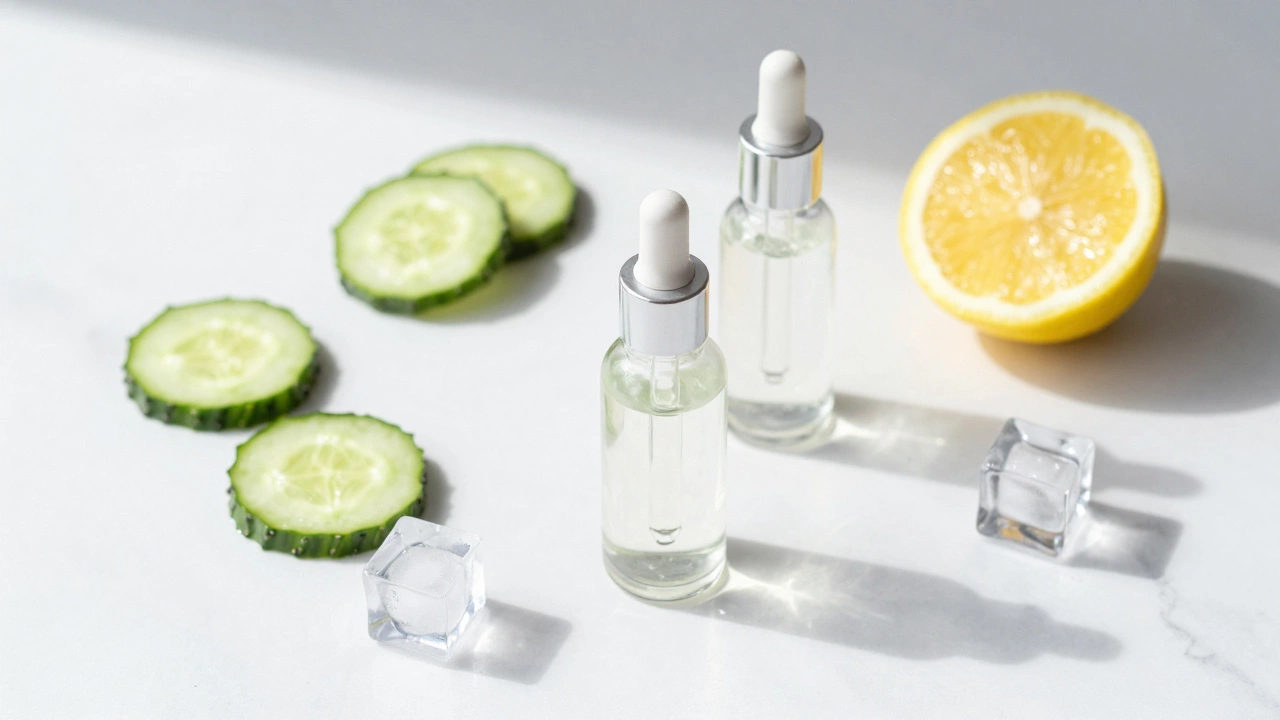 Средства по уходу за кожей и свежие овощи на белом фоне