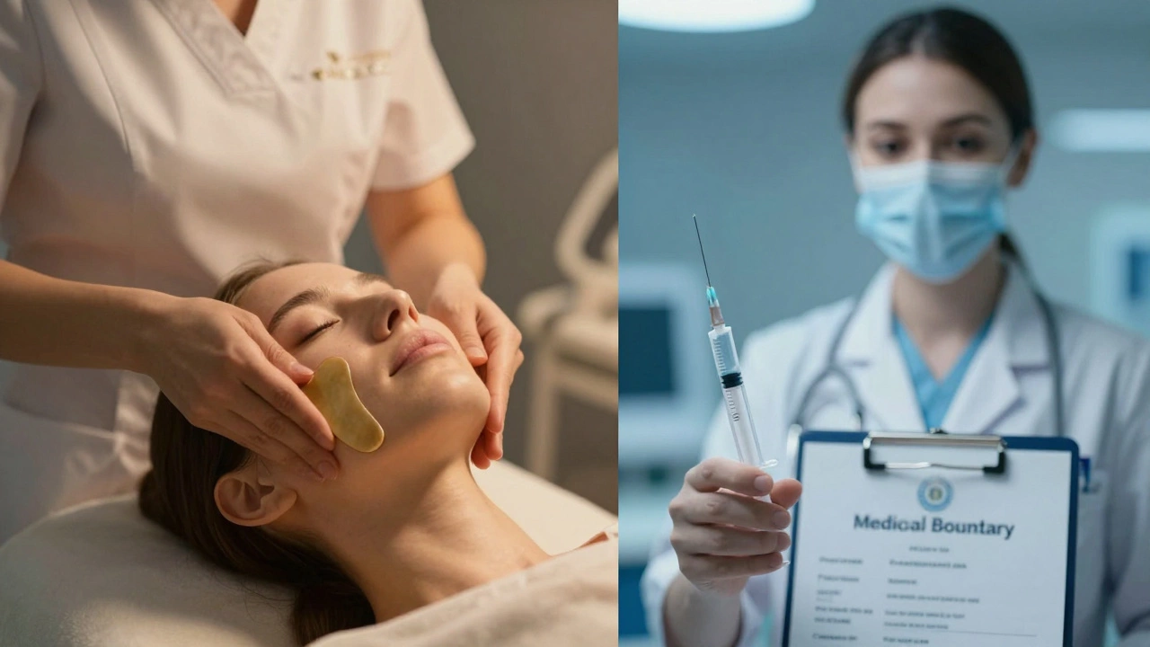 Концептуальное изображение разницы между эстетическим уходом и медицинскими процедурами