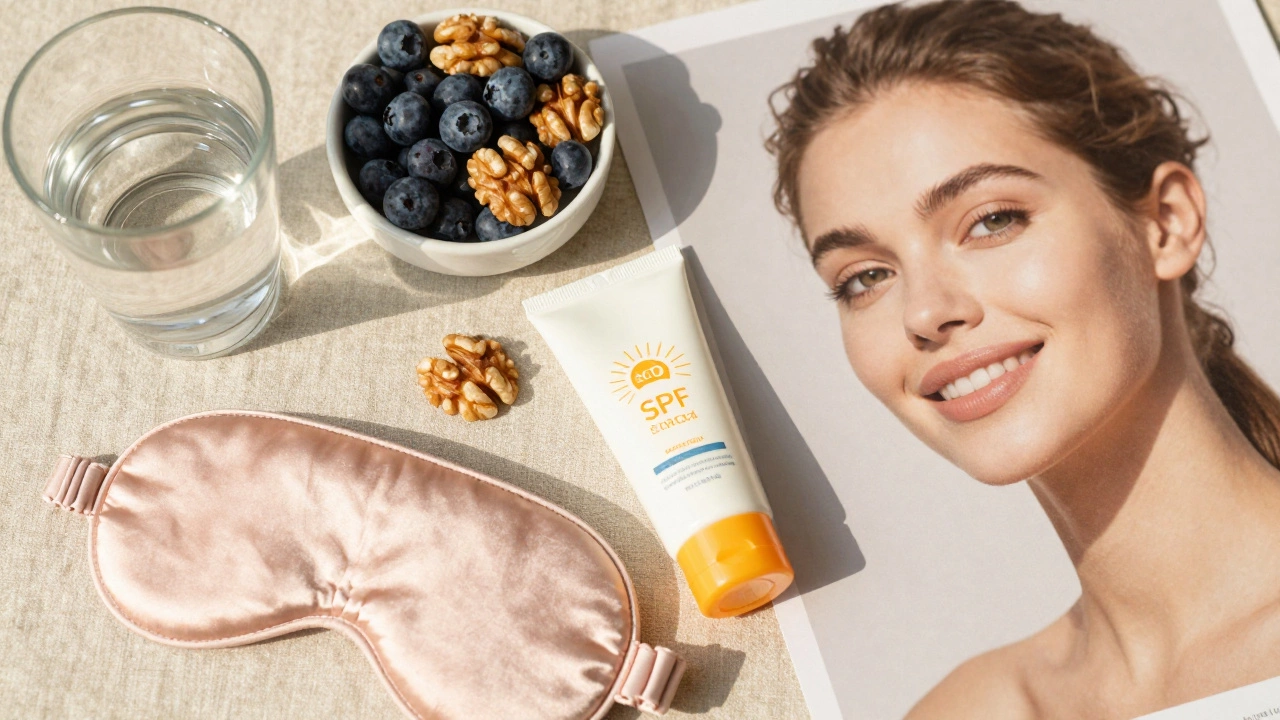 Набор для ухода за собой: полезные продукты, SPF-крем и маска для сна