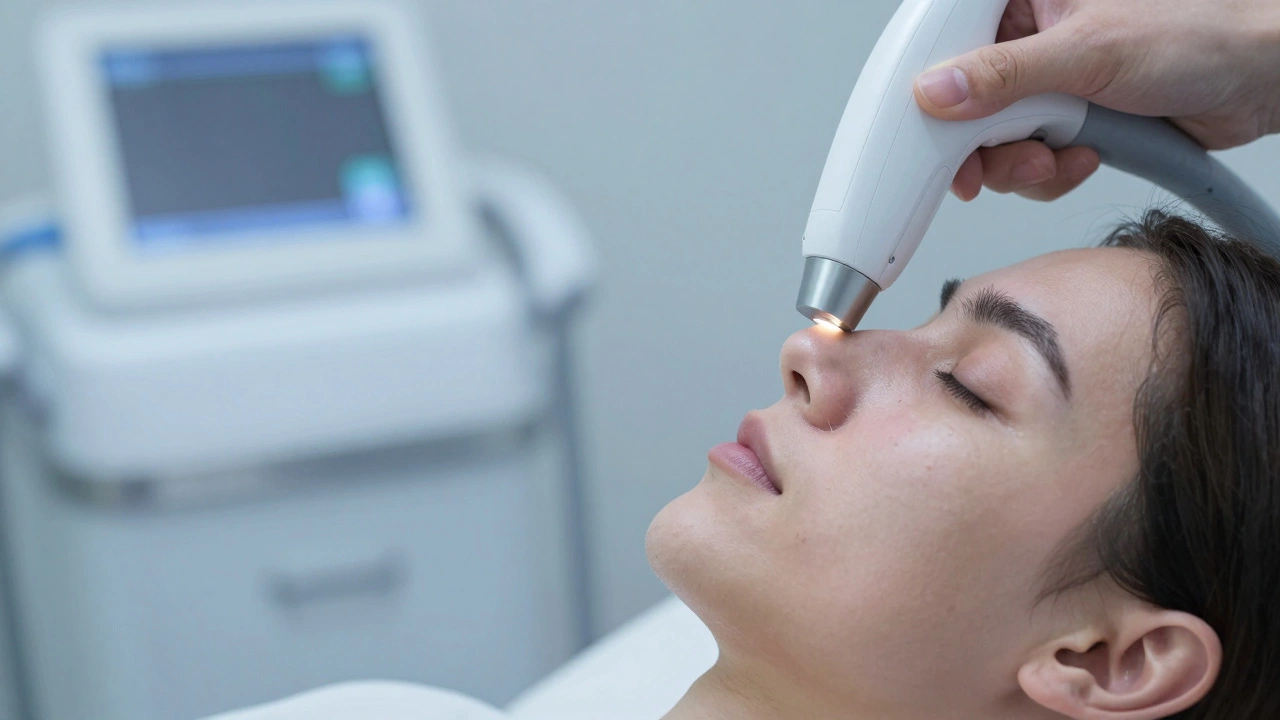 Процедура лазерной шлифовки кожи в кабинете дерматолога